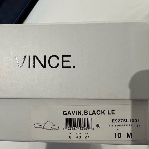 Vince black leather slides size 40/10 women’s - Picture 2 of 3